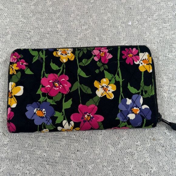 Vera Bradley Wildflower Garden Continental Zip Around Wallet - Picture 1 of 6